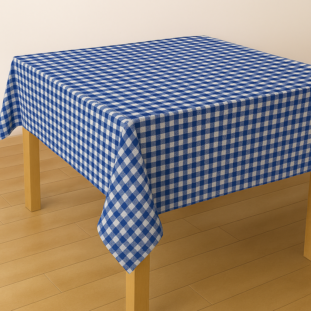 100% Pamucni Plavi Karirani Stolnjak Kanafast – Više Dimenzija (130x130, 130x170, fi130…)