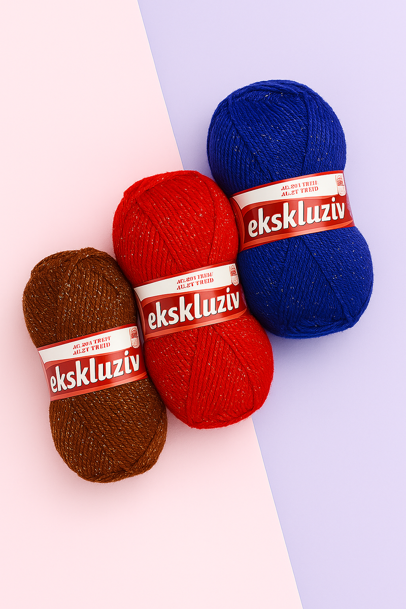 Vunica Ekskluziv 100g – idealna za pletenje i heklanje kapa, salova, dzempera i dekica. 95% akril, 5% lame. Proizvedena u Makedoniji. Dugotrajna i dostupna u vise boja.