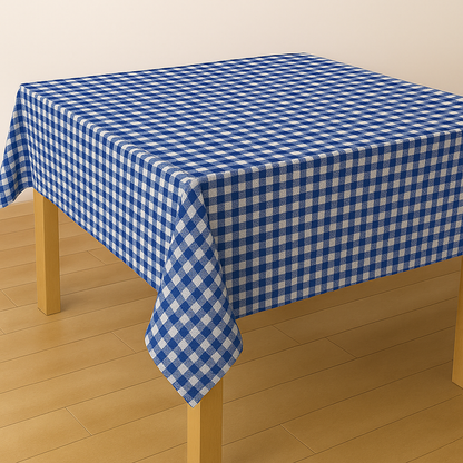 100% Pamucni Plavi Karirani Stolnjak Kanafast – Više Dimenzija (130x130, 130x170, fi130…)