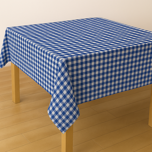 100% Pamucni Plavi Karirani Stolnjak Kanafast – Više Dimenzija (130x130, 130x170, fi130…)