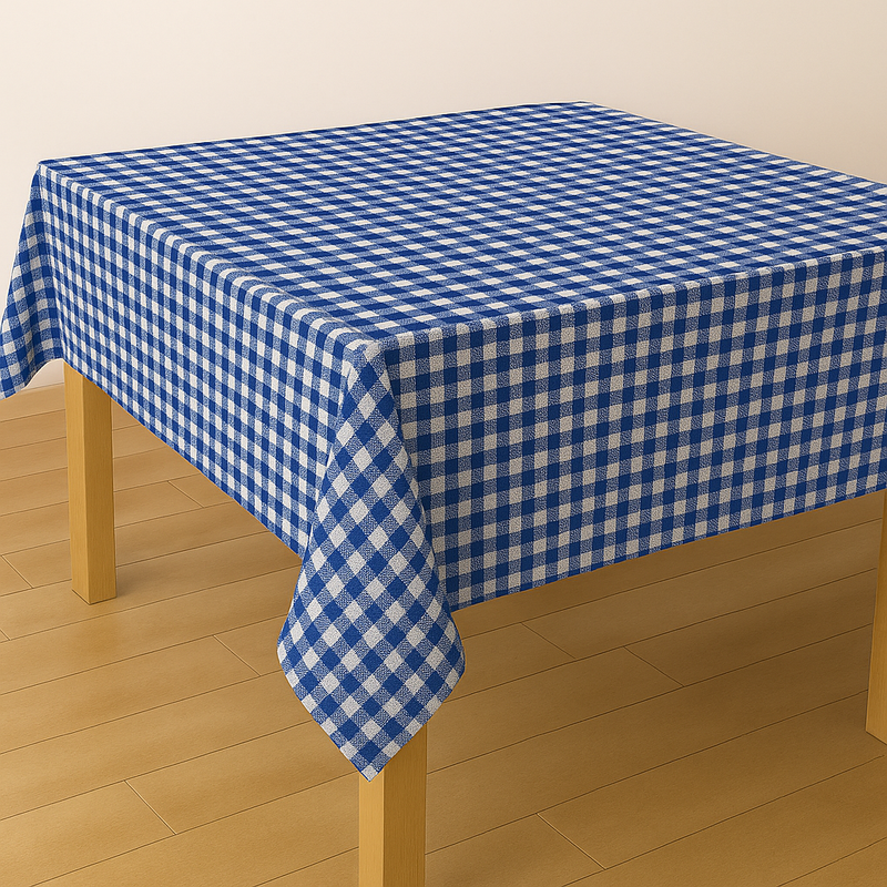 100% Pamucni Plavi Karirani Stolnjak Kanafast – Više Dimenzija (130x130, 130x170, fi130…)