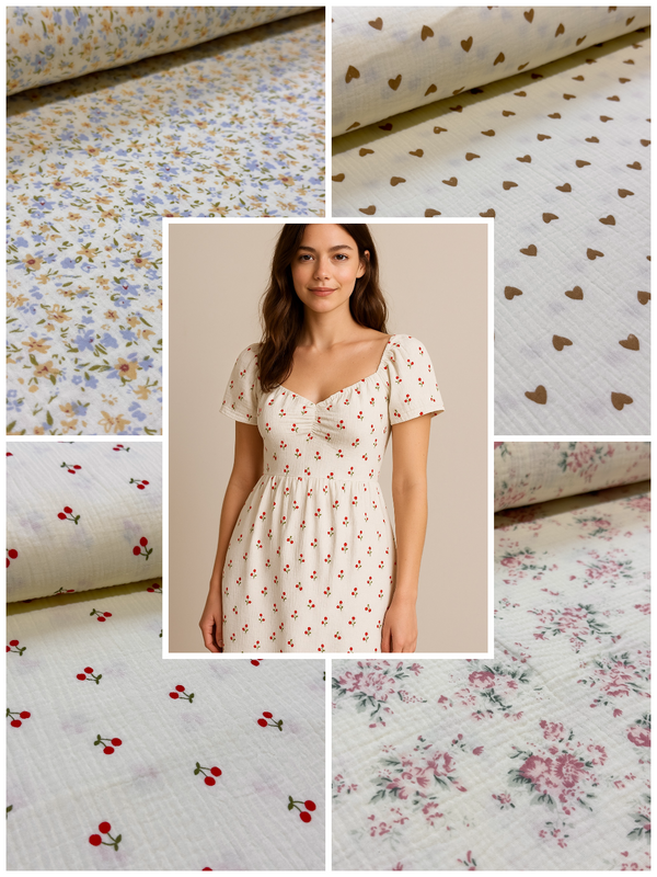 Krep Muslin sareni Pamuk Lagan i Prozracan Materijal za Letnju Odecu