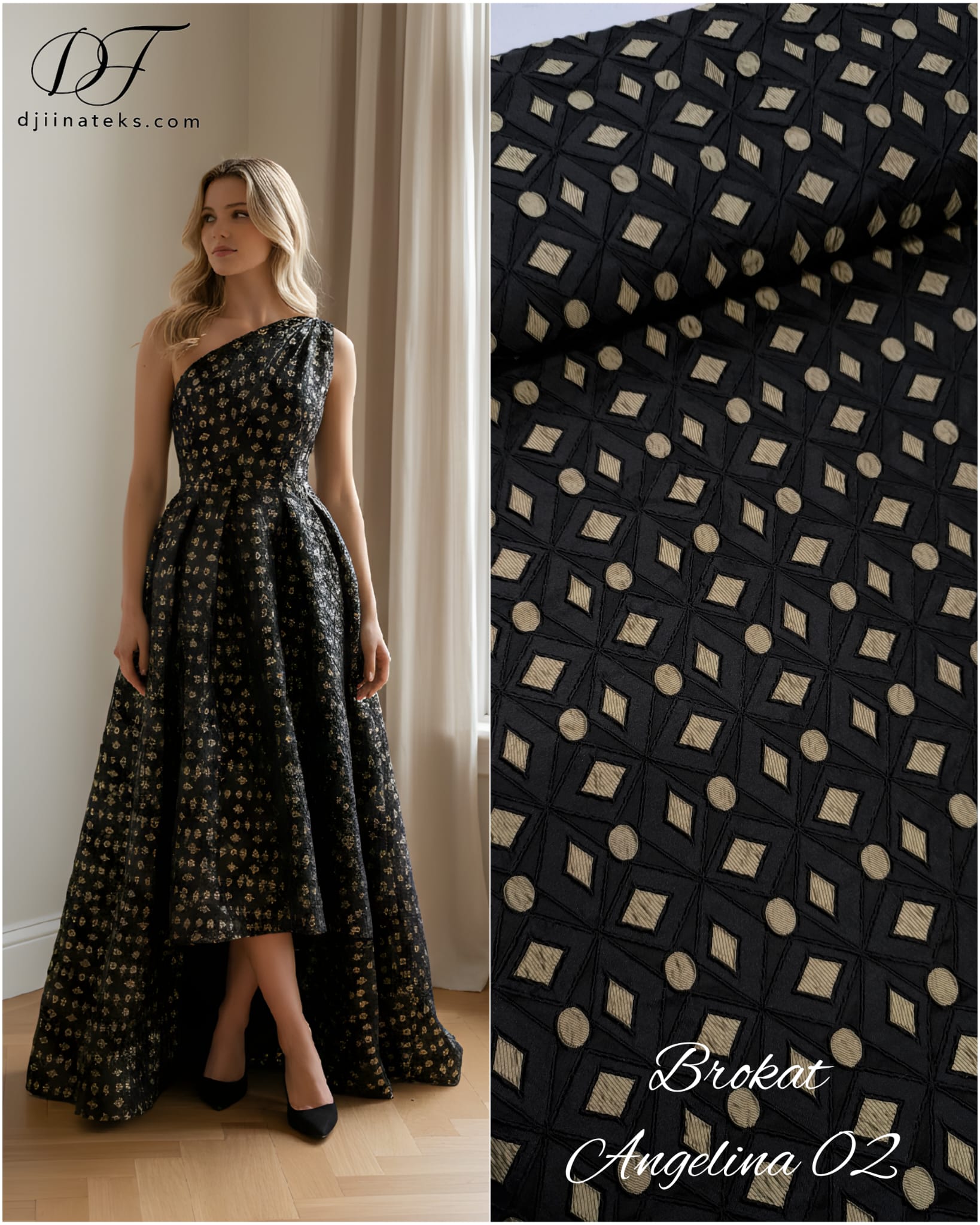 Brokat ANGELINA– luksuzni svecani brokat sa reljefnim dezenom - DjinaTeks