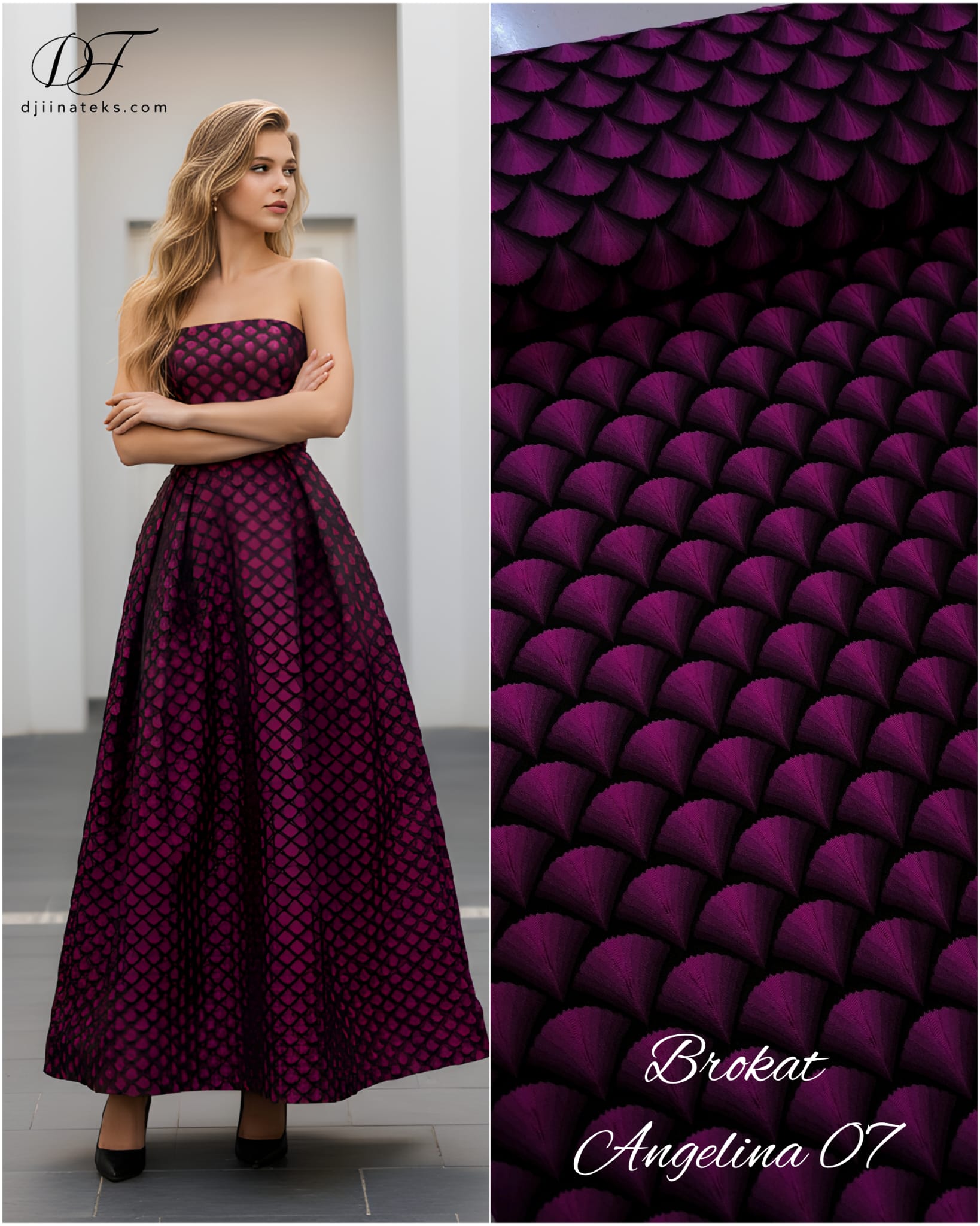 Brokat ANGELINA– luksuzni svecani brokat sa reljefnim dezenom - DjinaTeks