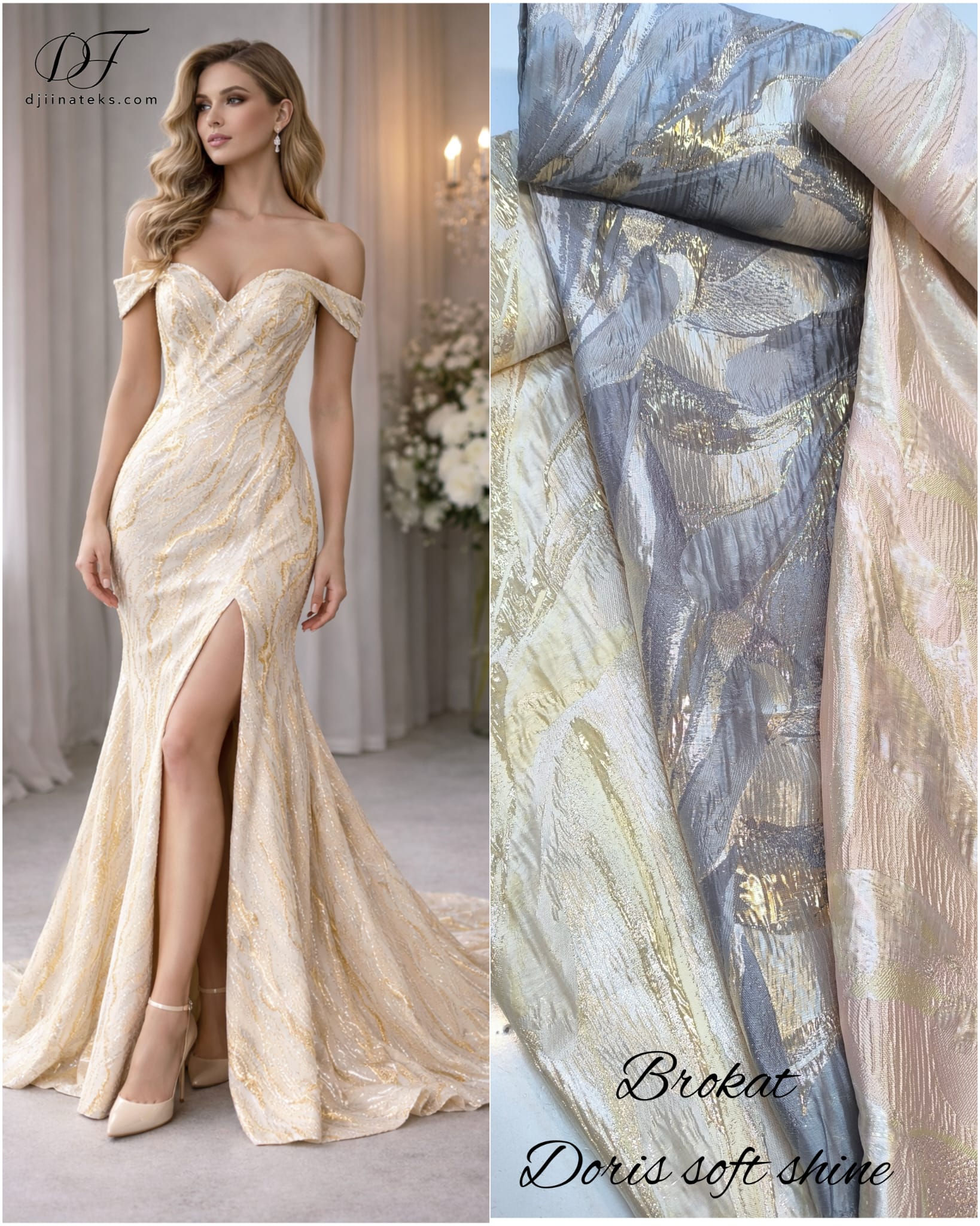 Brokat DORIS SOFT SHINE – svecani brokat za matura haljine - DjinaTeks