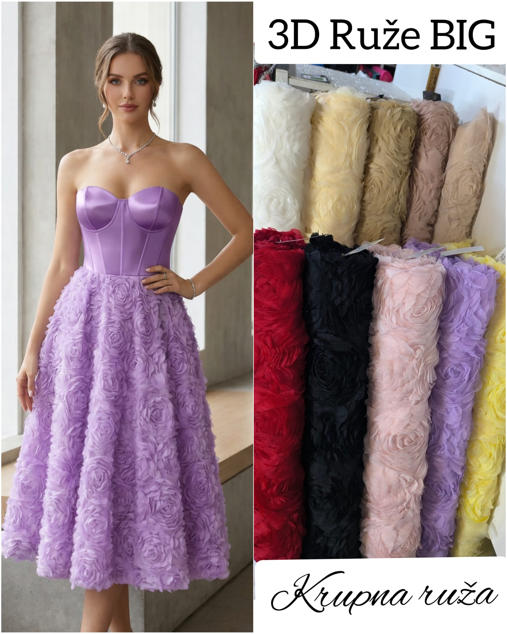 3D Čipka sa ružama „MIMI“ – Statement luksuz za glamurozne kreacije - DjinaTeks