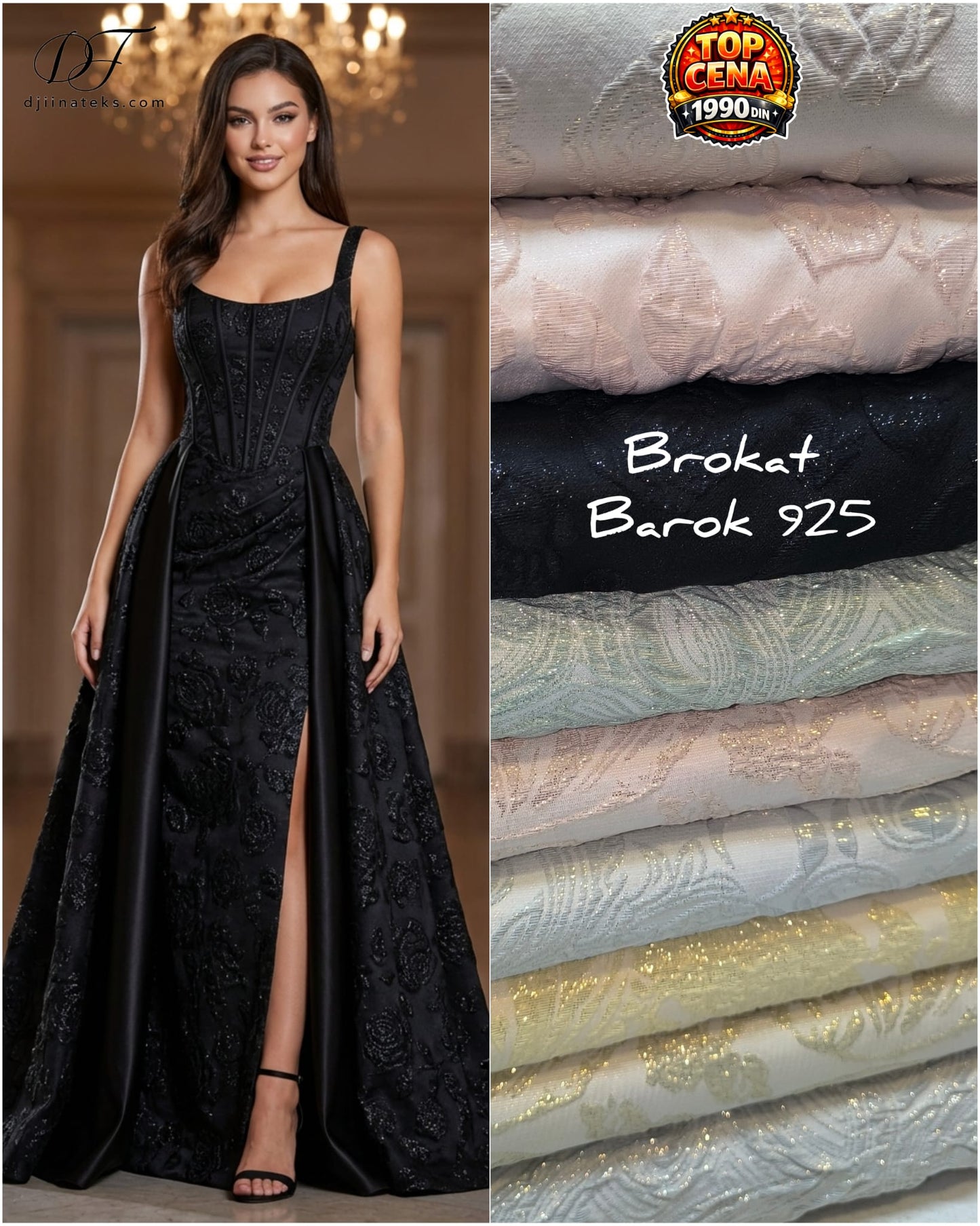 Brokat BAROK 925 – Luksuzni barokni brokat za maturske i svečane haljine - DjinaTeks