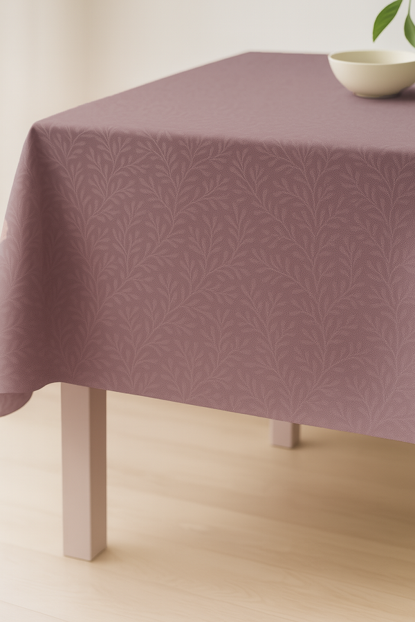 Roze Damast Listici Gotov Stolnjak Više Dimenzija (135x135, 180x135, 220x135, 275x135)