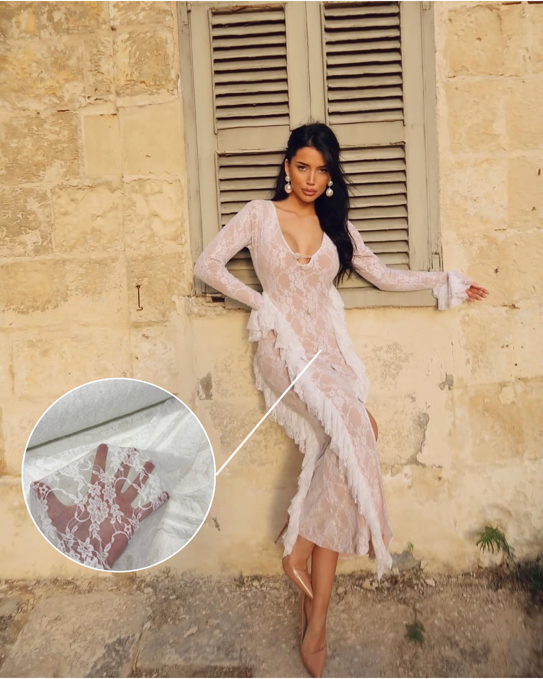 Čipka sa likrom – rastegljiva čipka za haljine, maturske i svečane modele - DjinaTeks