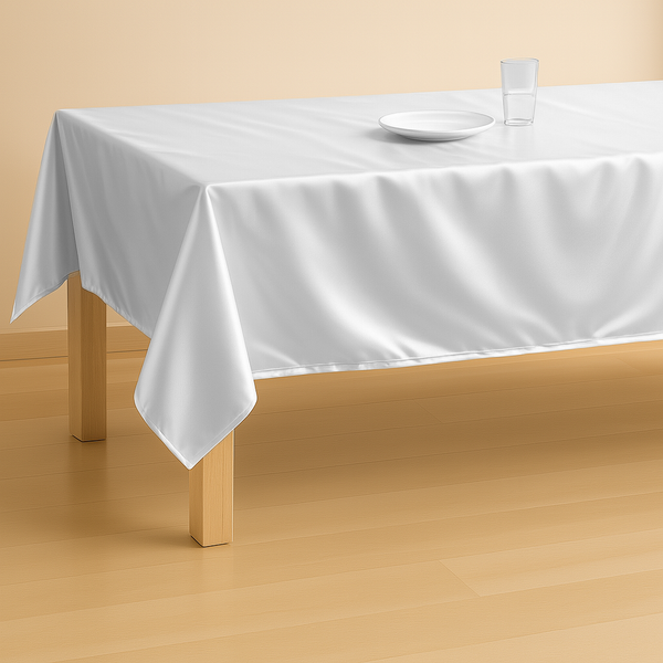 Beli Damast Glat Gotov Stolnjak Više Dimenzija (135x135, 180x135, 220x135, 275x135)