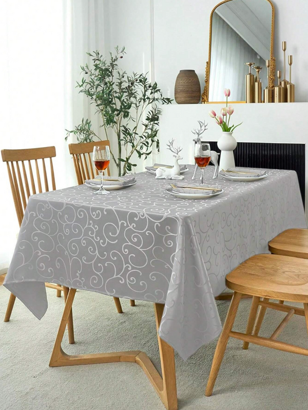 Sivi Damast Vijuga Gotov Stolnjak Više Dimenzija (135x135, 180x135, 220x135, 275x135)