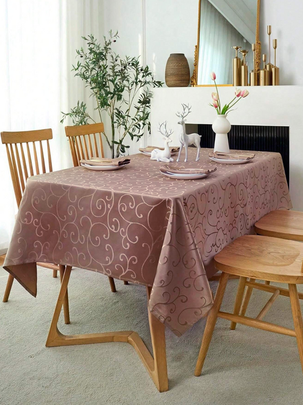 Puder Roze Damast Vijuga Gotov Stolnjak Više Dimenzija (135x135, 180x135, 220x135, 275x135)