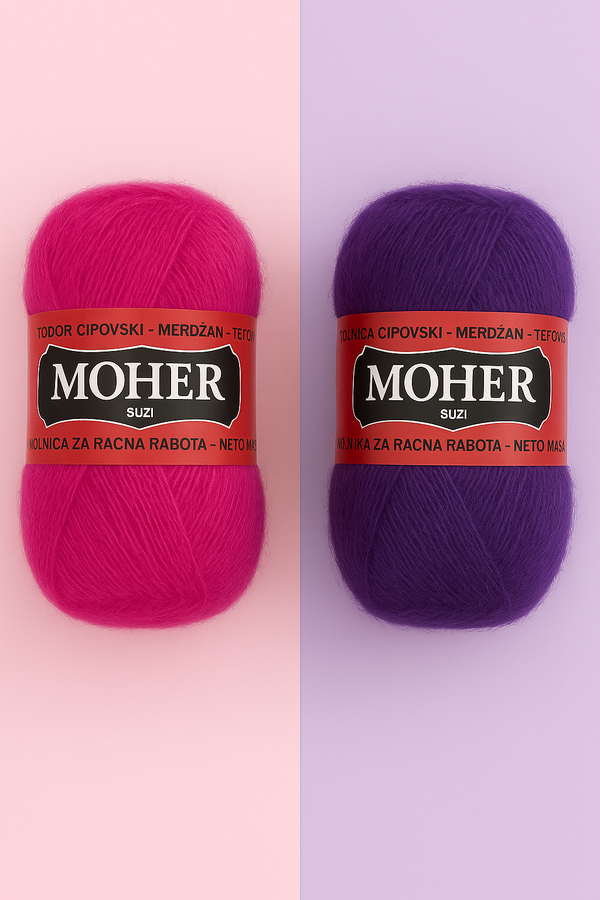 Makedonska Vunica za pletenje Moher Suzi 95% poliakril, 5% poliamid 50g