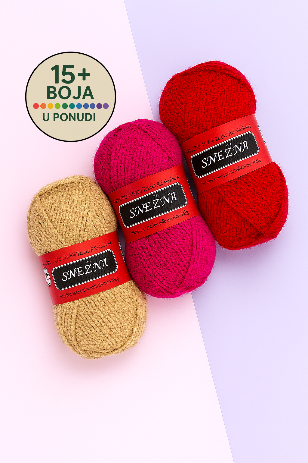 Makedonska Vunica za Pletenje Snežna 100% Sintetika 100g/210m