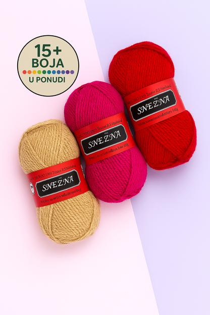 Makedonska Vunica za Pletenje Snežna 100% Sintetika 100g/210m