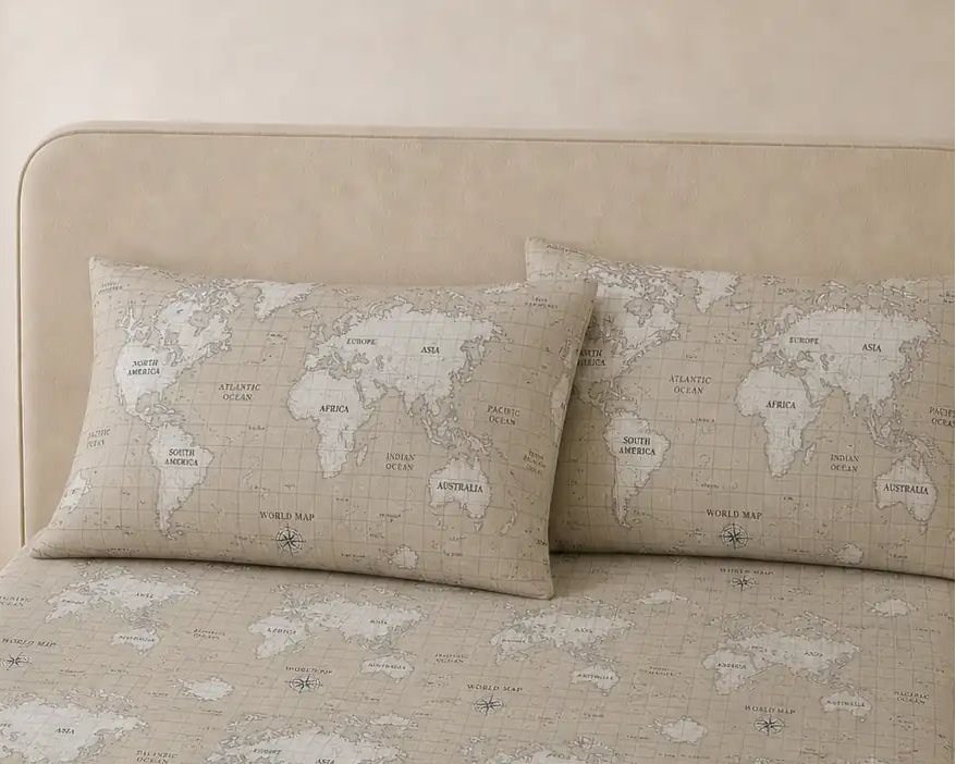 Ranfors posteljina po meri – mapa sveta – 100% pamuk