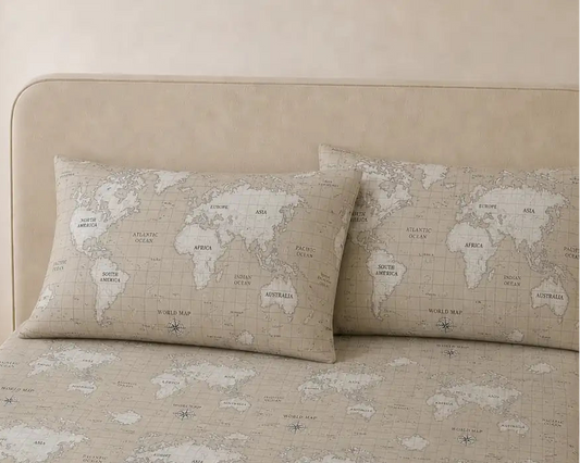 Ranfors posteljina po meri – mapa sveta – 100% pamuk
