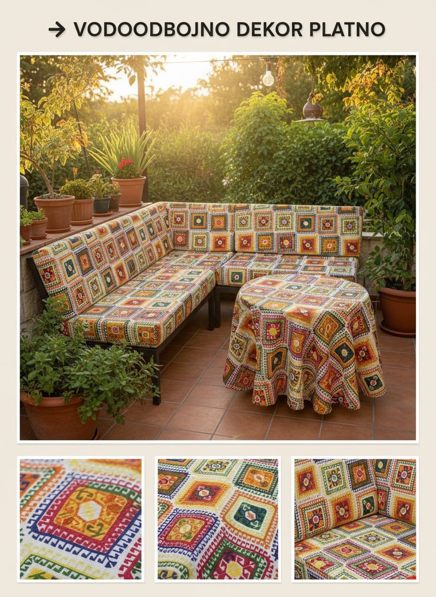 Teflonski Dekor Sareni Platno za Baštenski Nameštaj - DjinaTeks