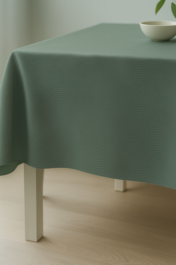 Maslinasto Zeleni Damast Talasi Gotov Stolnjak Više Dimenzija (135x135, 180x135, 220x135, 275x135)